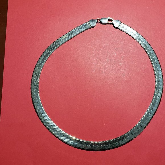925 Sterling Silver Herringbone Necklace - Picture 2 of 3